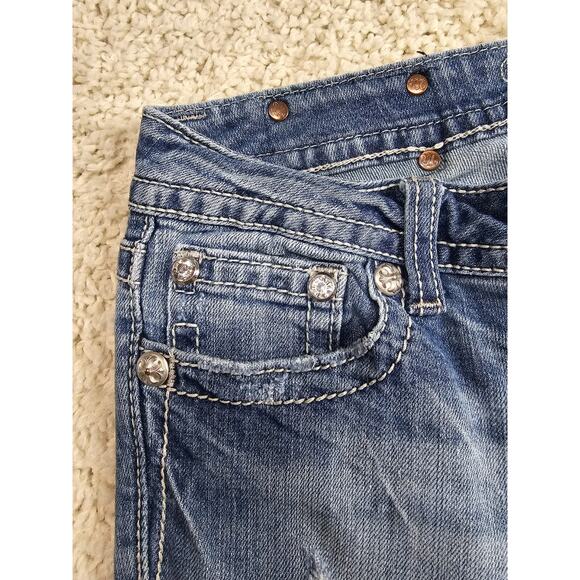 Miss Me Capri Jeans Womens Size 28 Blue Denim Cross Y2K Embellished JP5335P6 - Picture 7 of 16